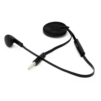 スマホアクセサリー Earpod Amazon.com: Mono Handsfree Headset Flat Cable w Mic 3.5mm